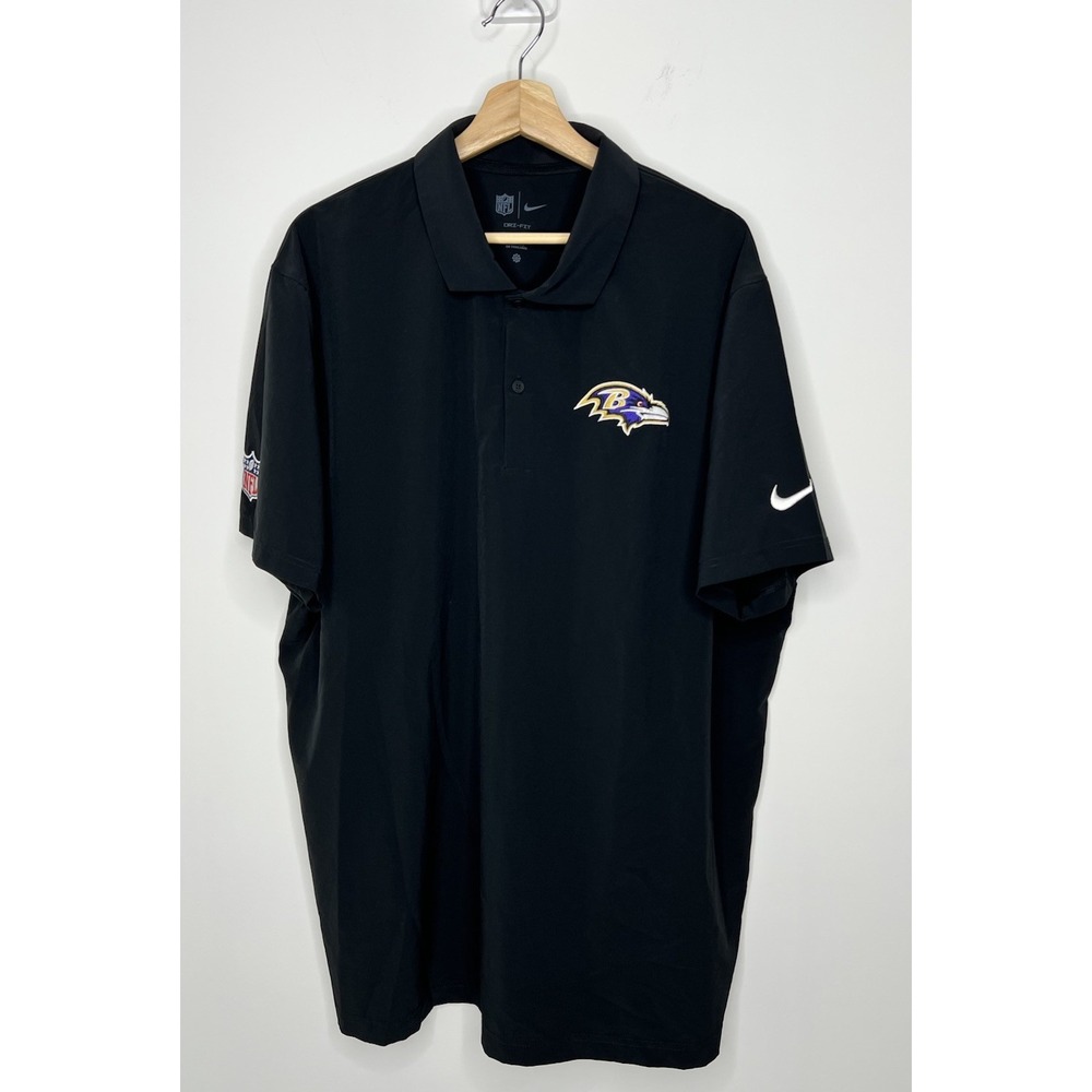 Baltimore Ravens Nike NFL On Field Dri-Fit Polo Mens  XL Solid Black EUC